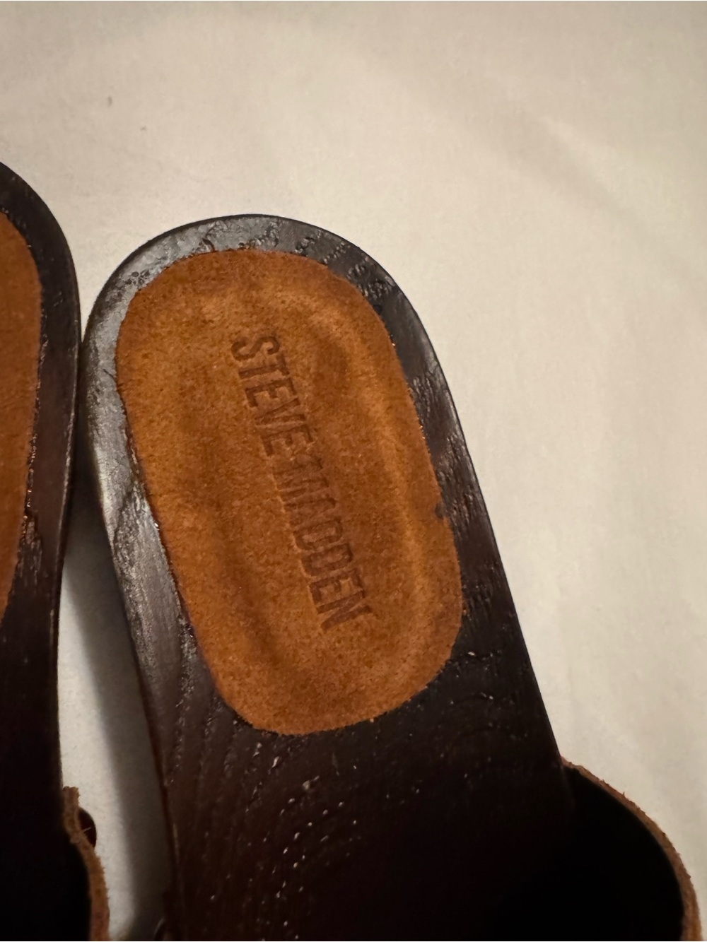 Steve Madden Cognac Suede Slide Sandals - Picture 2 of 5